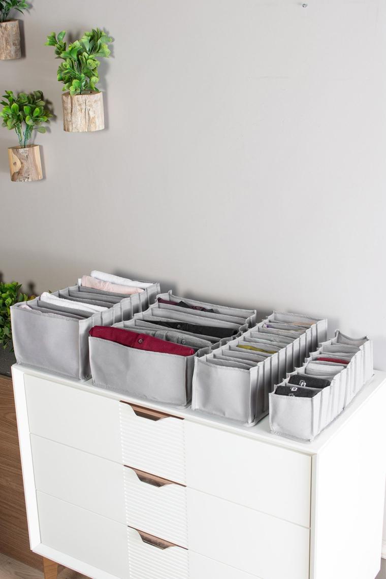 8 Gözlü Çekmece Içi Antrasit Düzenleyici Organizer - Xlarge 30 X 39 X 14