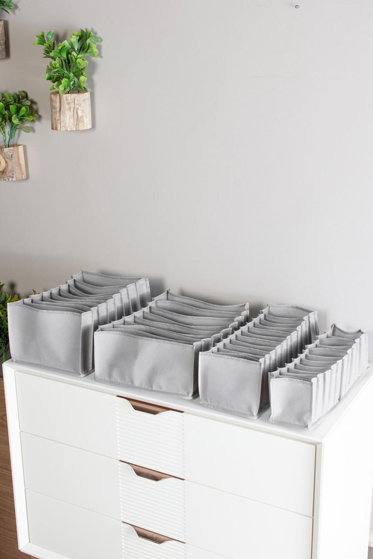 8 Gözlü Çekmece Içi Antrasit Düzenleyici Organizer - Xlarge 30 X 39 X 14