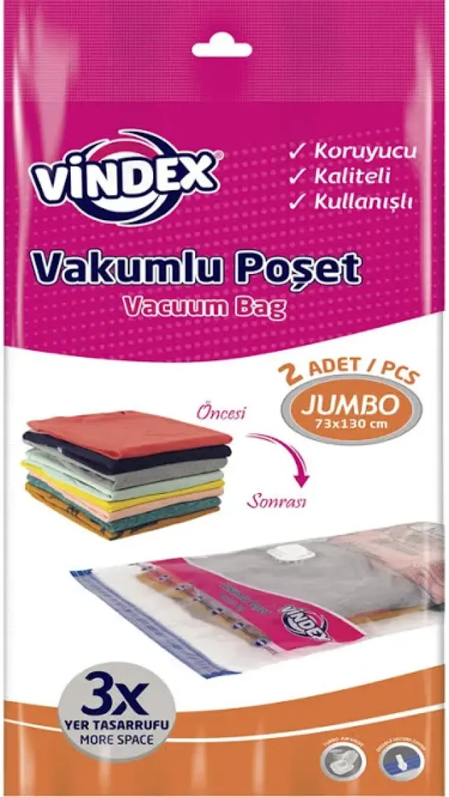 Vindex Vakumlu Poşet Jumbo 2'li 73X130