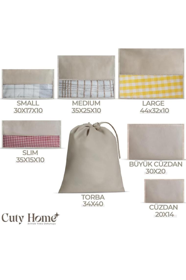Cuty Home Ev Tekstil Bej Valiz Organizer-7'li Set