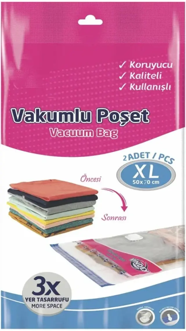 Vindex Vakumlu Poşet Large 2li 50X70