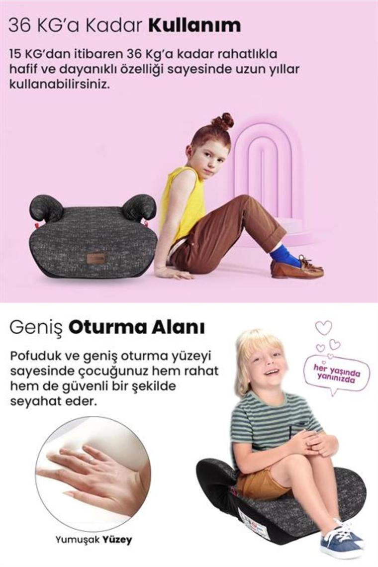 Baby Door Motto 15-36 kg Yükseltici Oto Koltuğu Ultra Comfort Yükseltici - Siyah