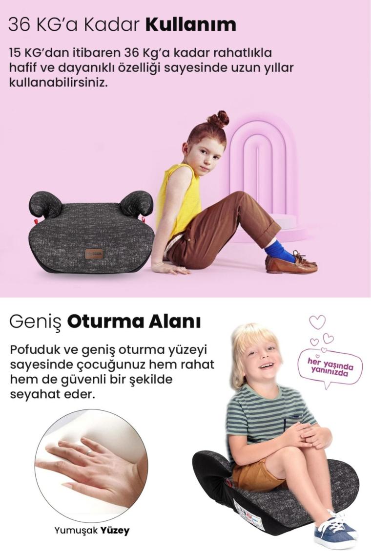 Baby Door Motto 15-36 kg Yükseltici Oto Koltuğu Ultra Comfort Yükseltici - Siyah