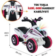 UJ Toys Akülü Atv 6V Safari-Beyaz Prenses