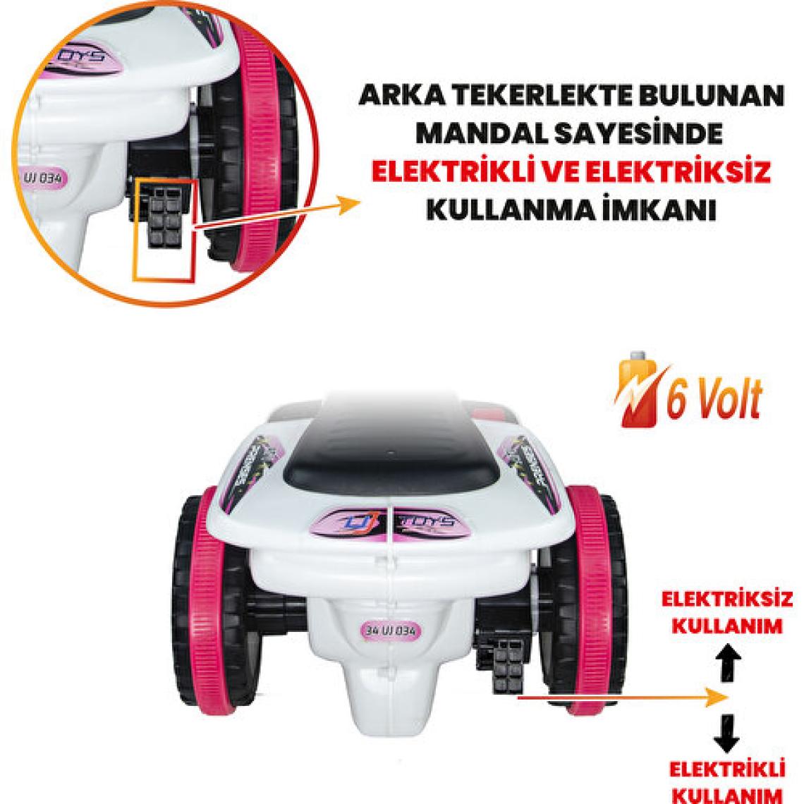 UJ Toys Akülü Atv 6V Safari-Beyaz Prenses