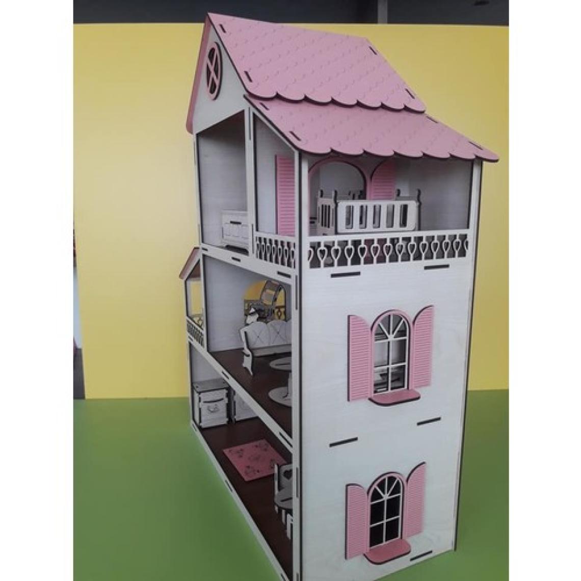 Ahşap Eşyalı Oyuncak Bebek Evi