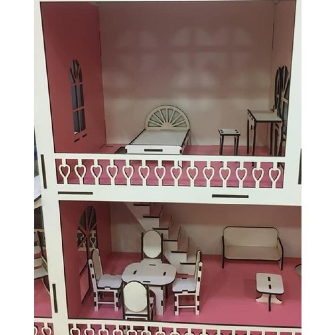 Ahşap Eşyalı Oyuncak Bebek Evi