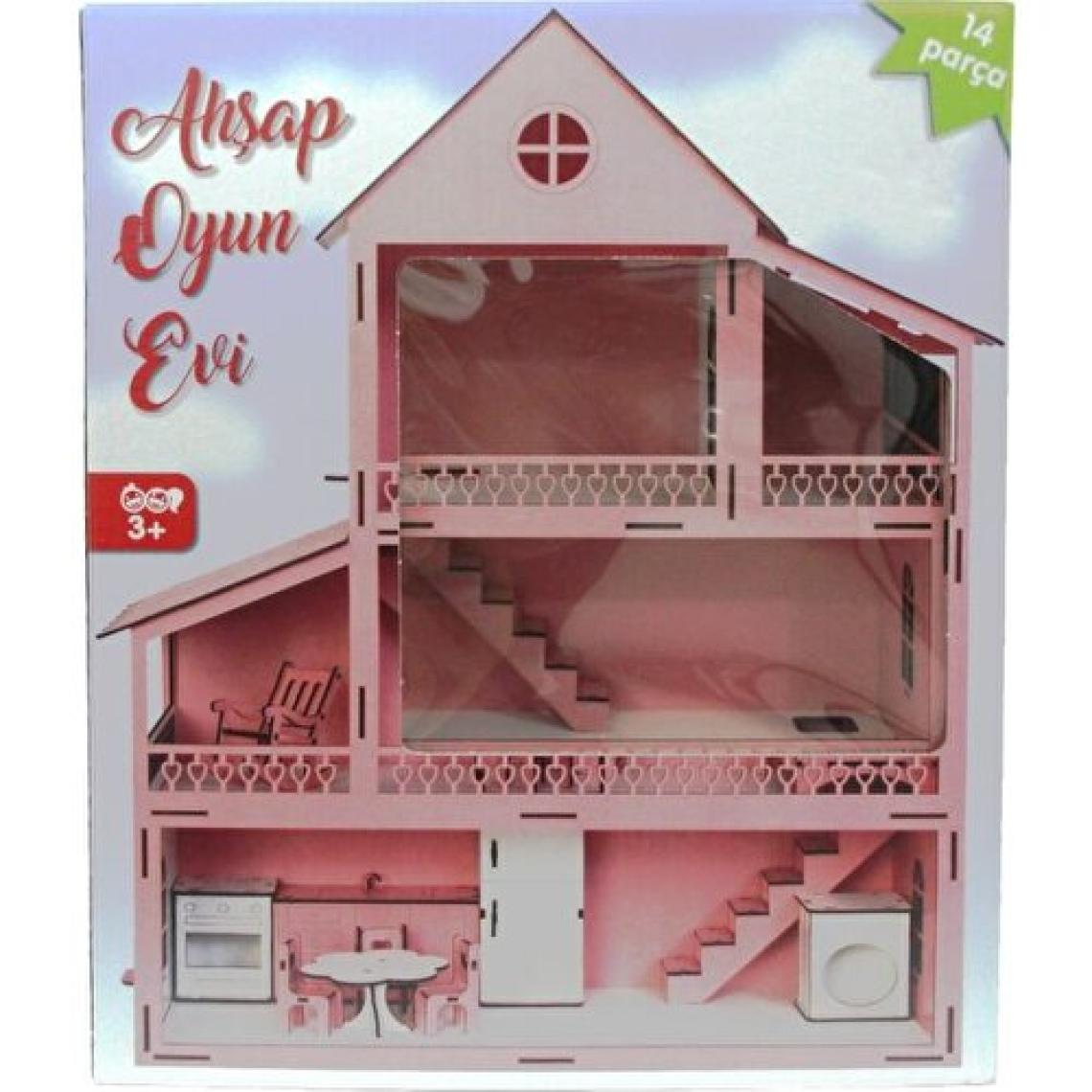 Hobi Oyuncak Ahşap Pembe Oyun Evi - 14 Parça