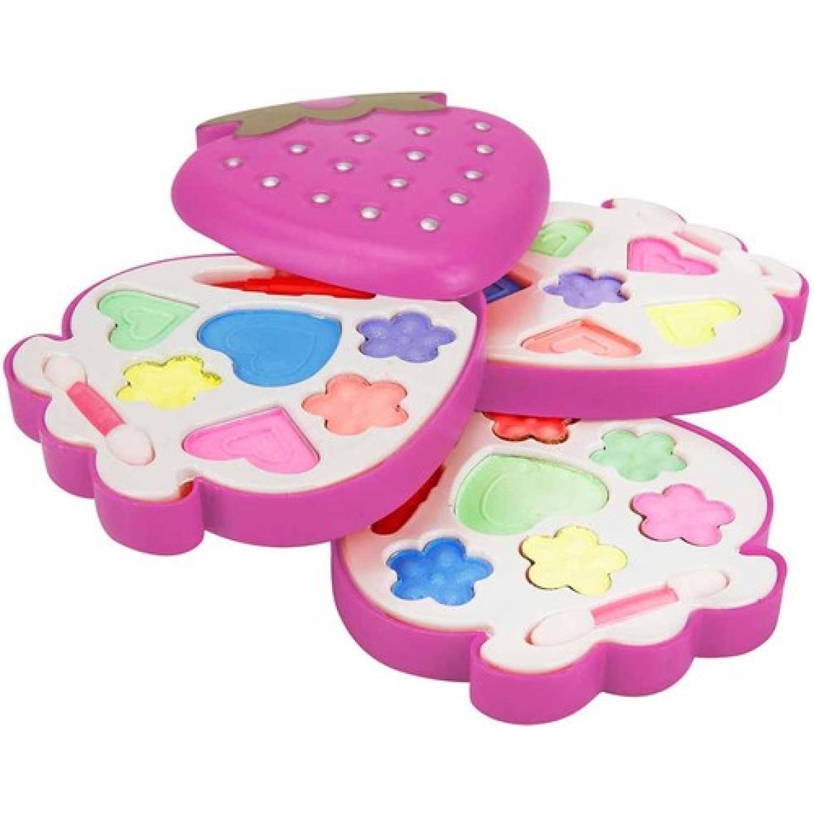 Limon Oyuncak Çilek Desenli Sürülebilen Çocuk Makyaj Seti - 3 Katlı