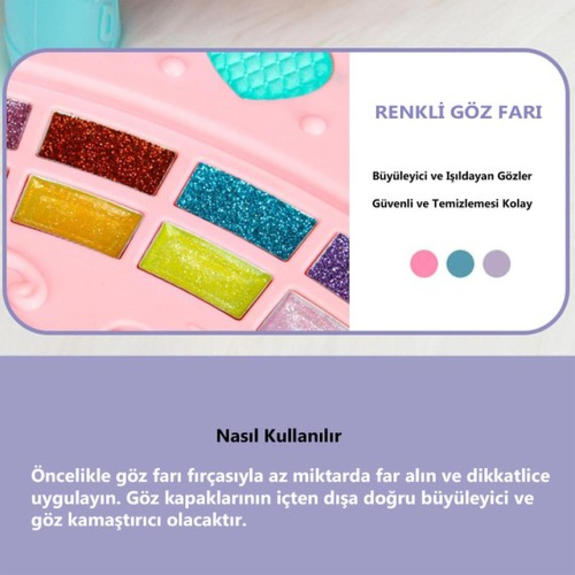 Bloomie Aynalı Ayaklı Çocuk Makyaj Güzellik Seti, Mini Makyaj Masası ve Far Paletli Sürülebilir Çocuk Makyaj Malzemeleri