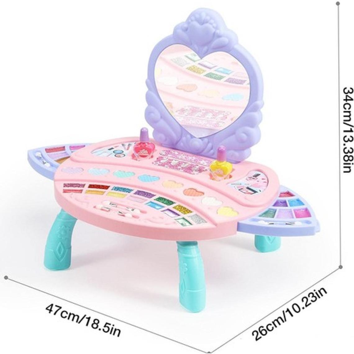 Bloomie Aynalı Ayaklı Çocuk Makyaj Güzellik Seti, Mini Makyaj Masası ve Far Paletli Sürülebilir Çocuk Makyaj Malzemeleri