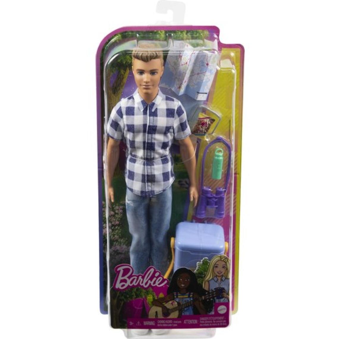 Barbie Ken İle Kamp Aksesuarları, Ekose Gömlek, Kot Pantolon Ve Beyaz Spor Ayakkabılar Giyer, 3 Yaş Ve Üzeri Hhr66