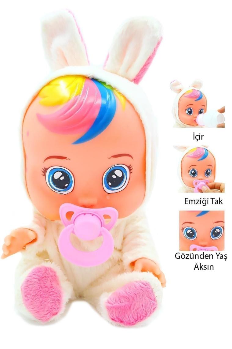 Global Toys Beyaz ve Pembe Renk Ağlayan ve Konuşan Et Bebek