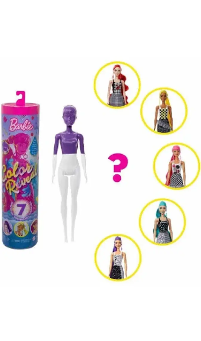 Barbie Color Reveal Renk Değiştiren Sürpriz Barbie Renk Bloklu Bebekler Seri 2 GWC56