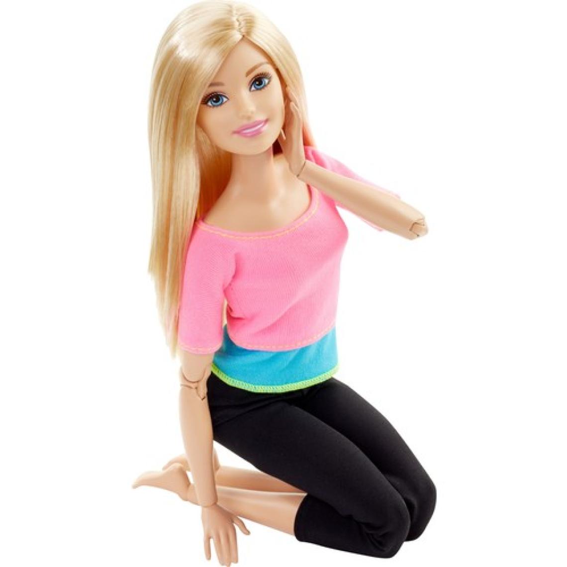 Barbie Sonsuz Hareket Bebeği; Sarışın - Siyah Taytlı; Pembe Tişörtlü; Sarı Uzun Saçlı DHL82