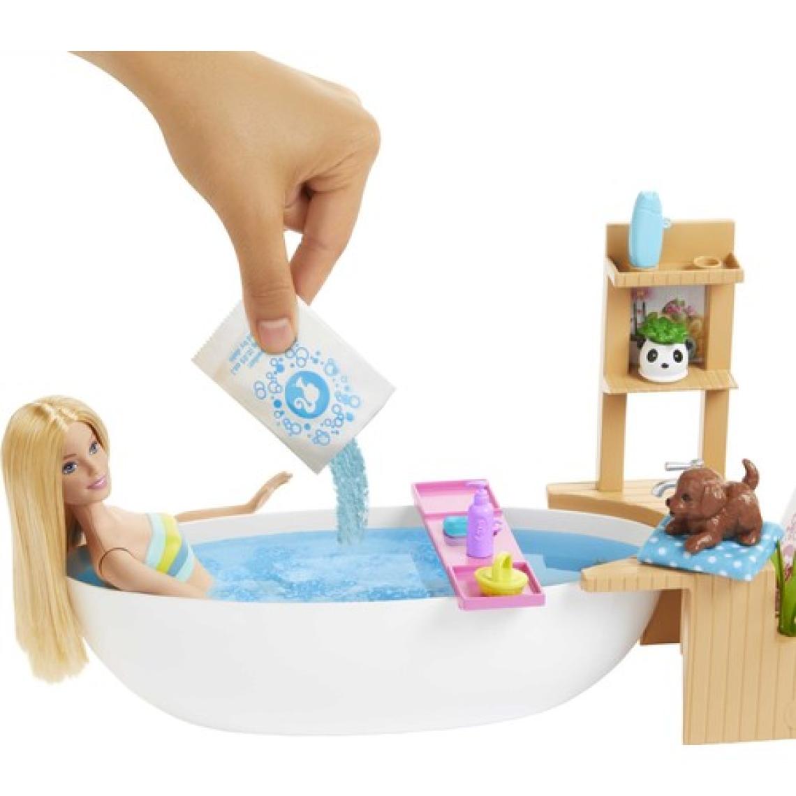 Barbie Wellness - Barbie'nin Spa Günü Oyun Seti, Sarışın Bebek, Küvet ve Aksesuarlar GJN32