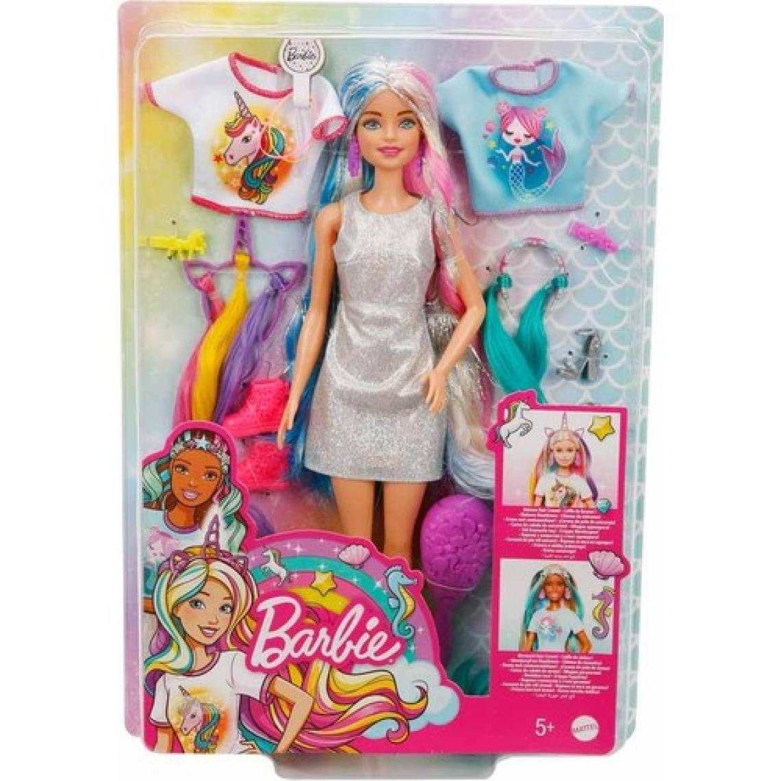 Barbie Rengarenk Saçlar Bebeği, Aksesuarlar, Saç Şekillendirme Parçaları İle GHN04