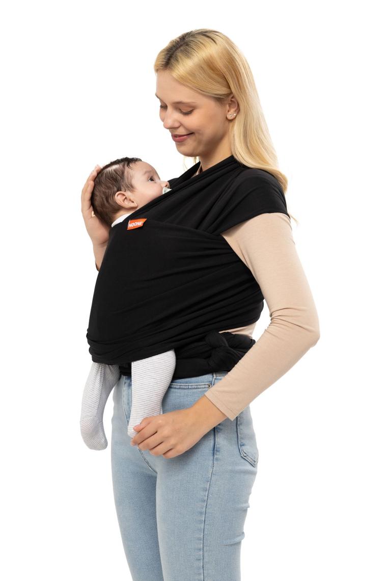 Siyah Wrap Sling Bebek Taşıma Şalı, Bebeklere Uygun Premium Kumaş, Güvenlik Sertifikalı Kanguru