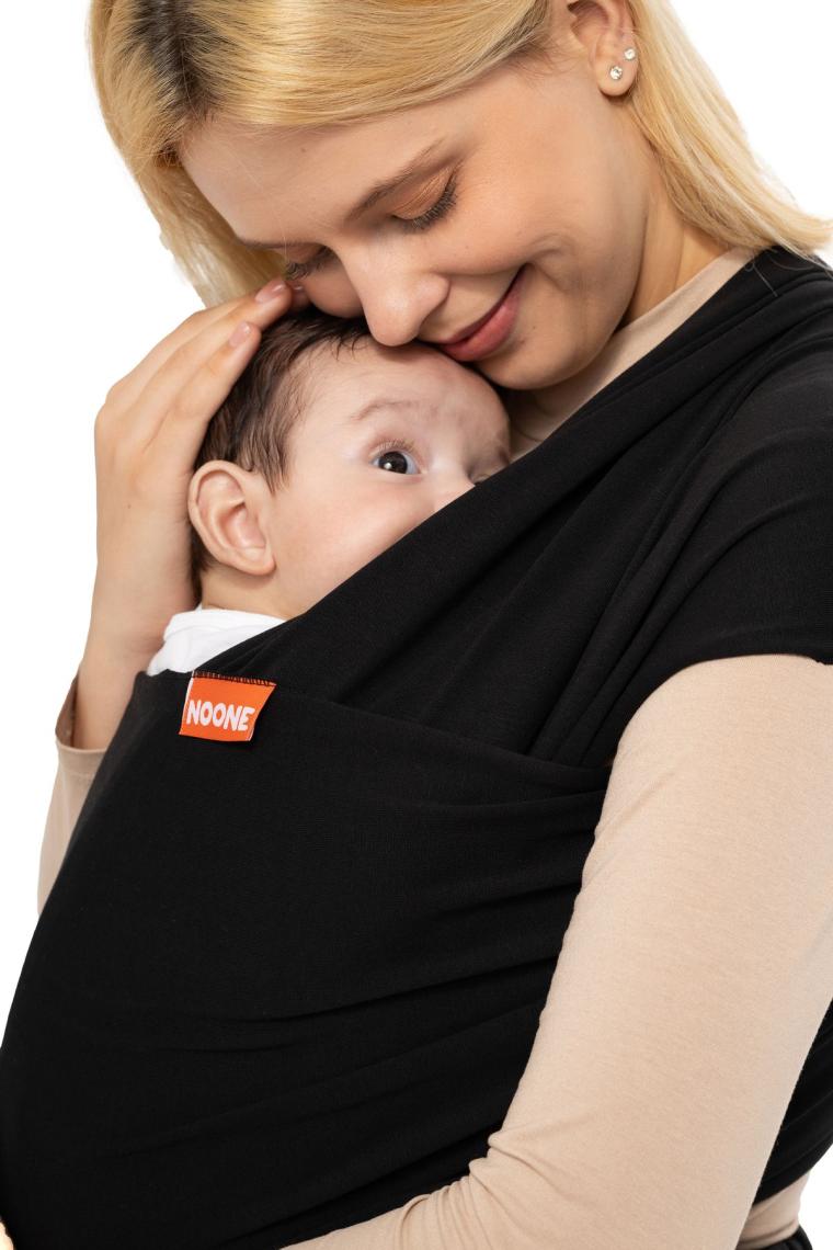 Siyah Wrap Sling Bebek Taşıma Şalı, Bebeklere Uygun Premium Kumaş, Güvenlik Sertifikalı Kanguru