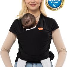 Siyah Wrap Sling Bebek Taşıma Şalı, Bebeklere Uygun Premium Kumaş, Güvenlik Sertifikalı Kanguru