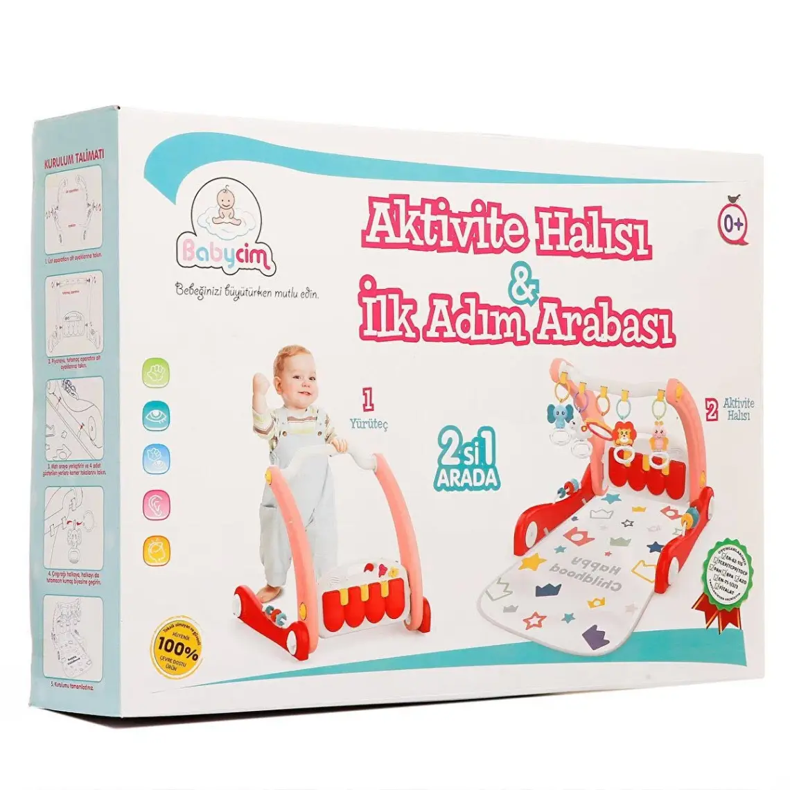 Babycim Aktivite Halısı & Ilk Adım Arabası - Pembe