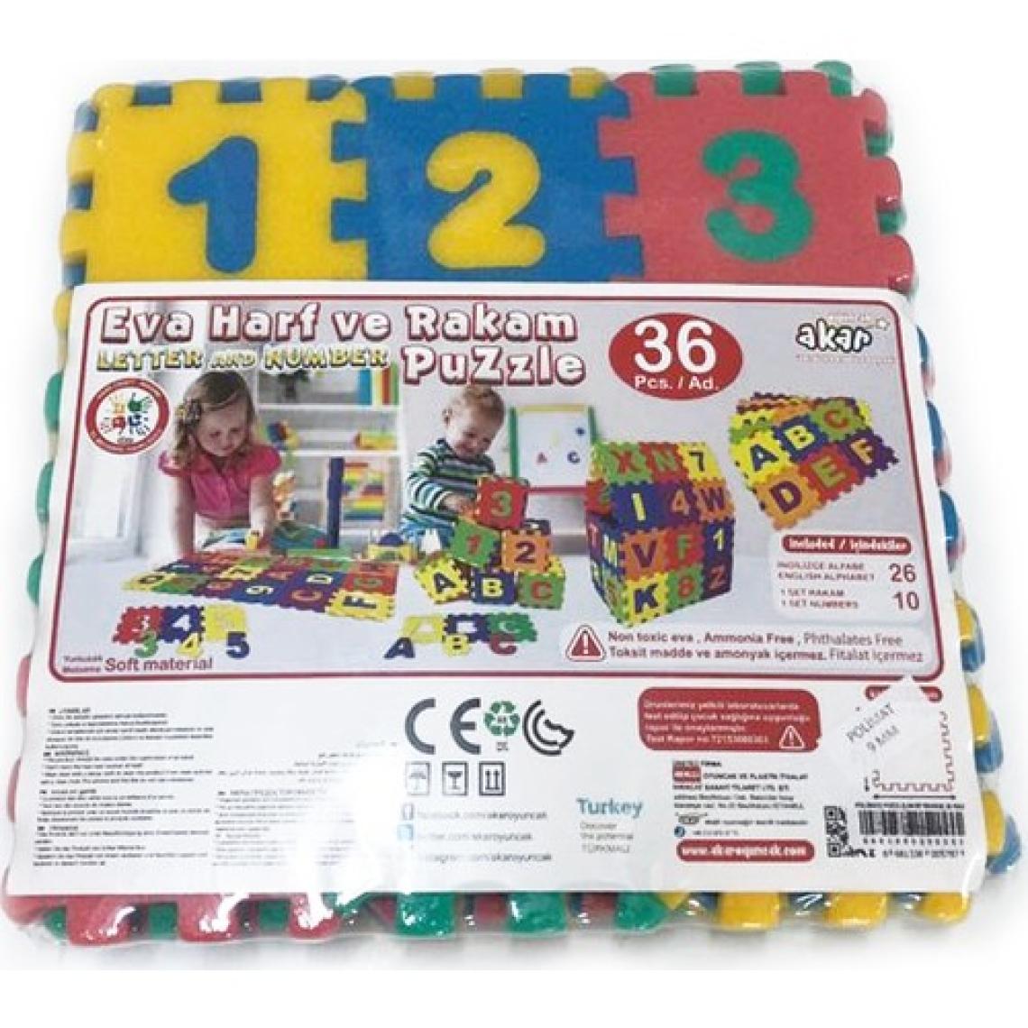 Akar Oyuncak Ekonomik Polimat 9 cm 36 Parça Harf Rakam Puzzle