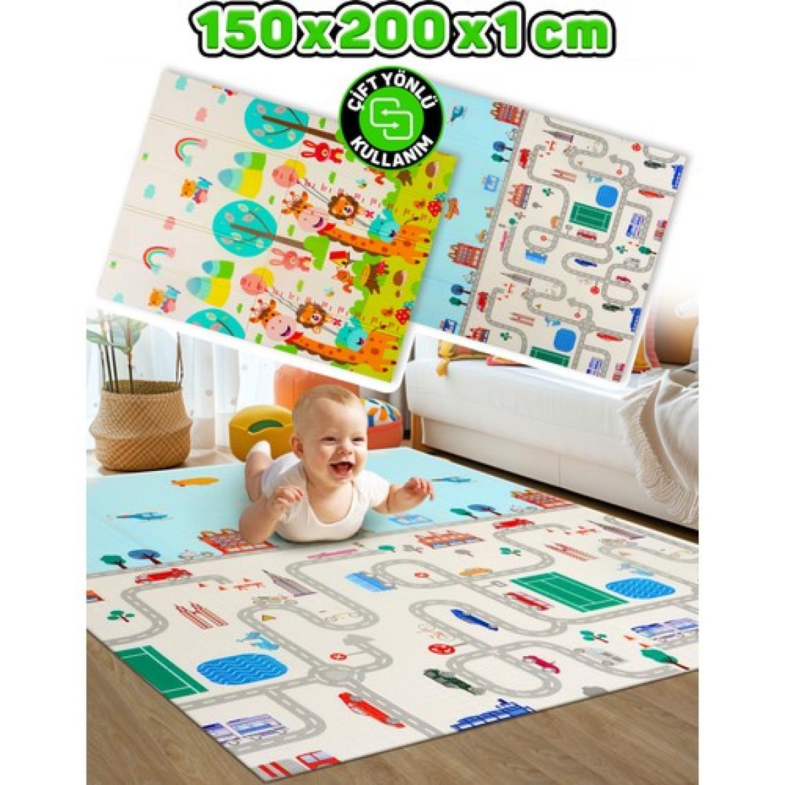 Circle Toys Neşeli Zürafa + Taşıtlar , Katlanabilir Çocuk Oyun Halısı – 150X200X1 cm - Taşıma Çantası Yanında