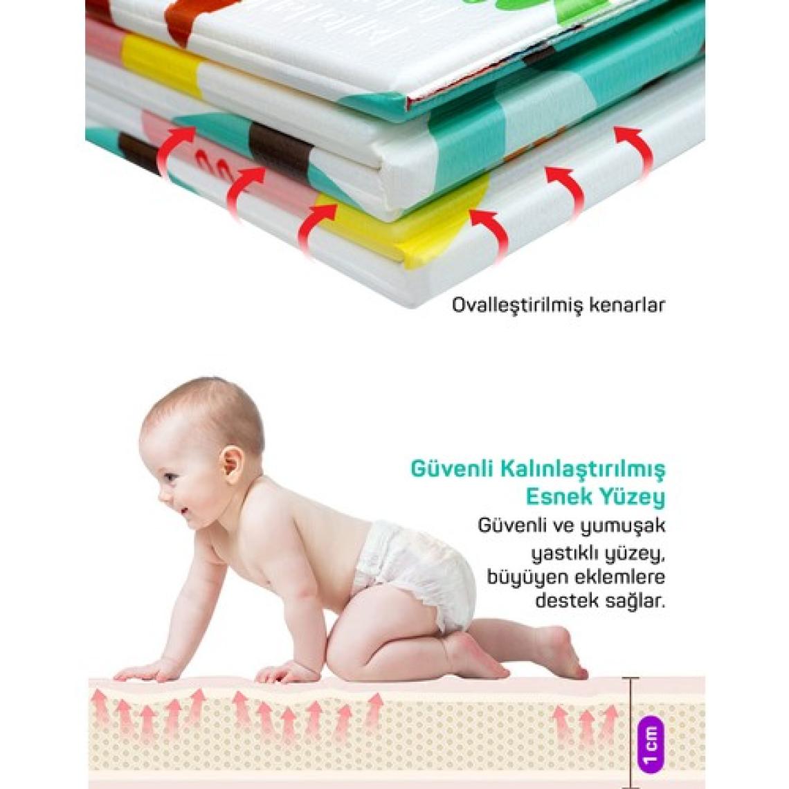 Circle Toys Neşeli Zürafa + Taşıtlar , Katlanabilir Çocuk Oyun Halısı – Ekstra Large - 180X200X1 cm - Taşıma Çantası Yanında