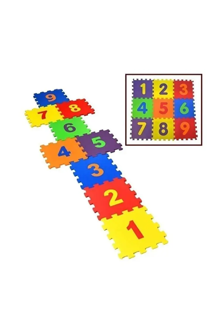 9 Parça Çocuk Oyun Karosu Eva Puzzle Yer Matı Sayılar Eğitici Oyun Halısı