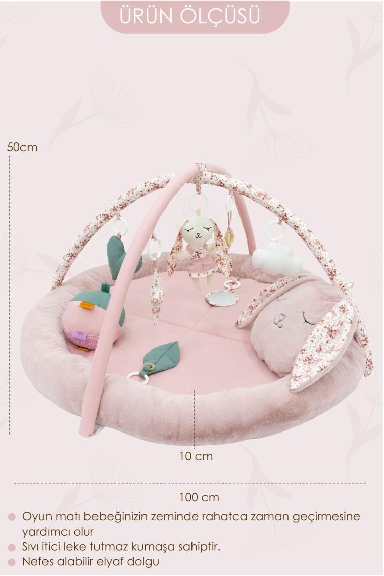 Bebek Oyun Alanı, Tavşanlı Bebek Aktivite Matı, Güvenli ve Yumuşak Oyun Matı, Baby Gym Serisi, Pudra