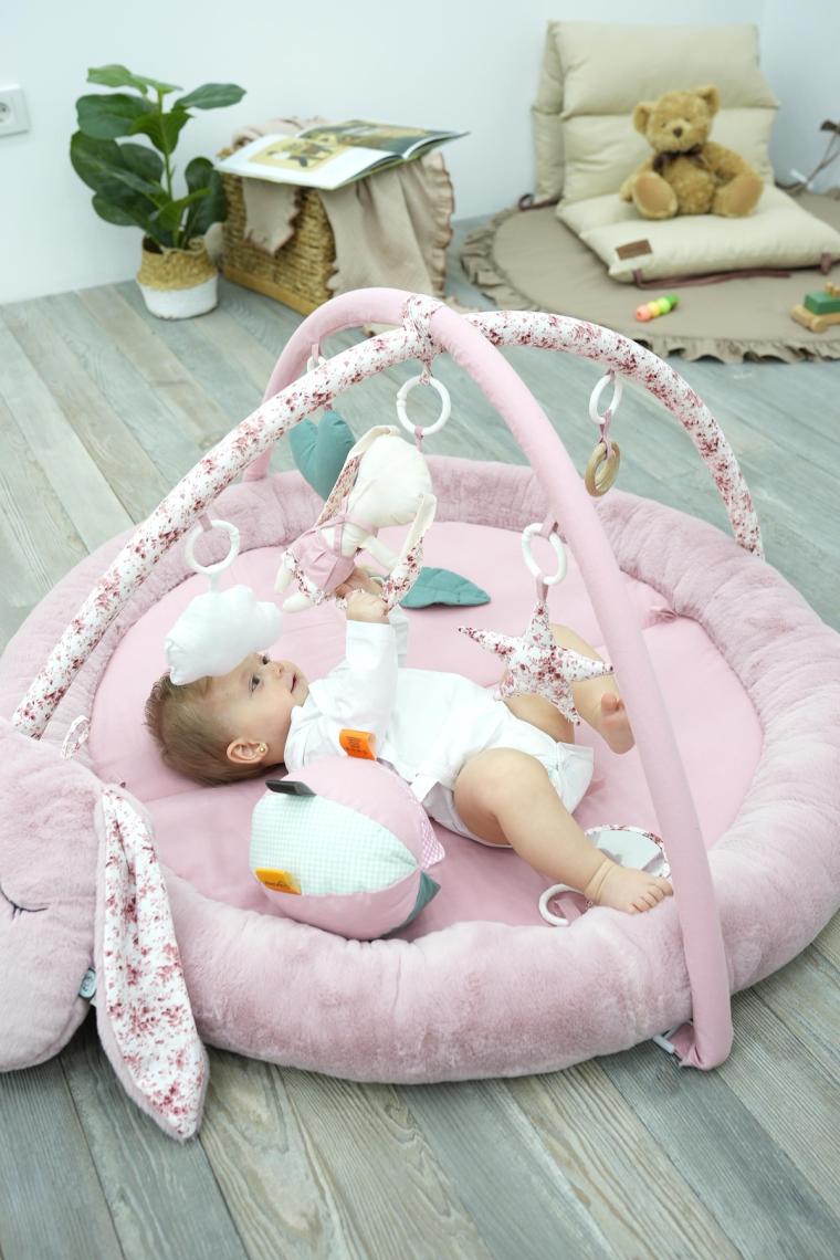 Bebek Oyun Alanı, Tavşanlı Bebek Aktivite Matı, Güvenli ve Yumuşak Oyun Matı, Baby Gym Serisi, Pudra