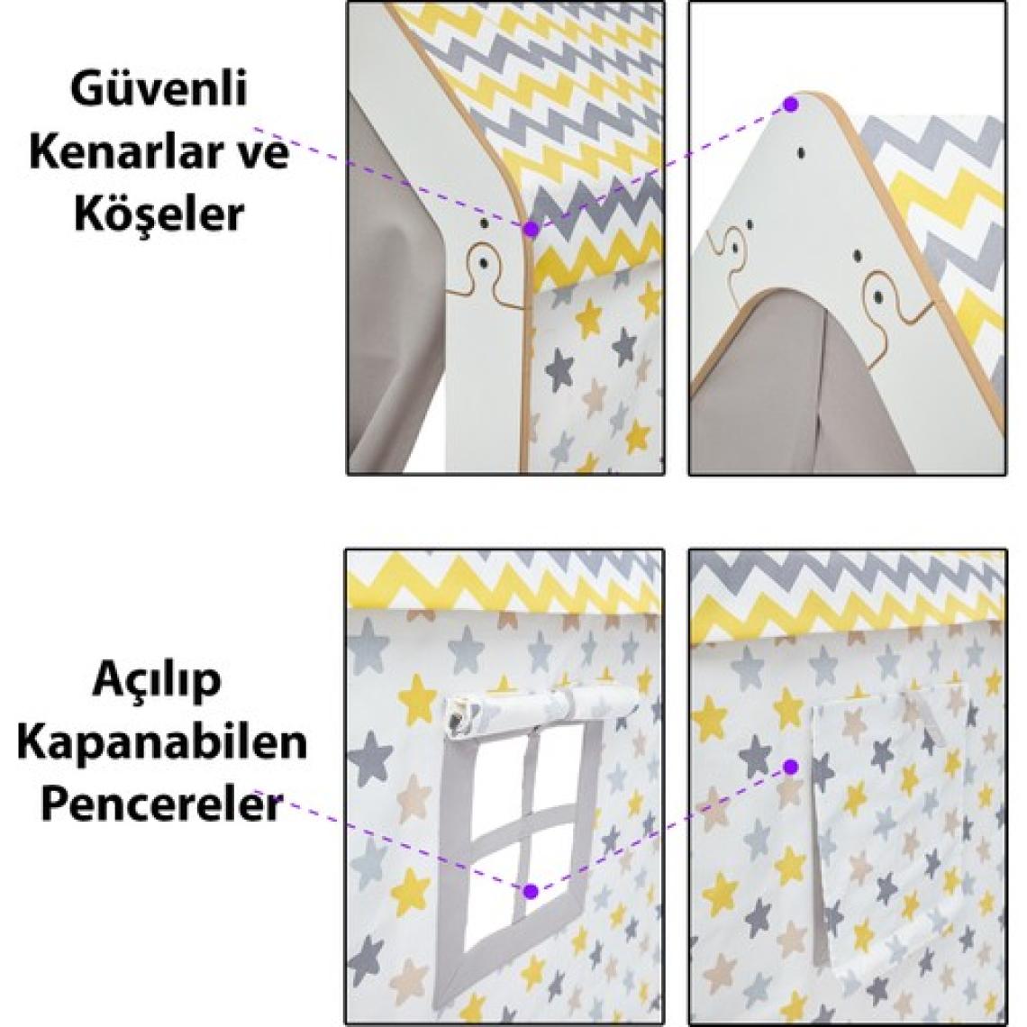 Minera 3-6 Yaş Çocuk Oyun Evi / Çadırı - Beyaz Sarı