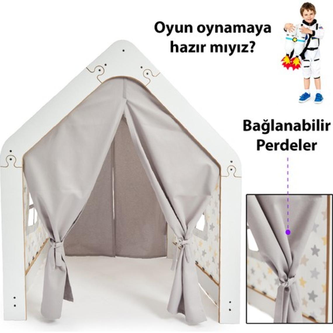 Minera 3-6 Yaş Çocuk Oyun Evi / Çadırı - Beyaz Sarı