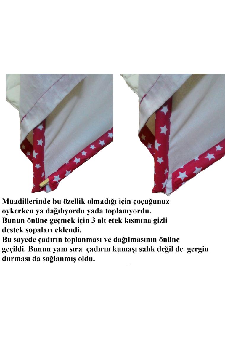 Altev Ahşap Yıldızlı Çoçuk Çadırı - Kırmızı