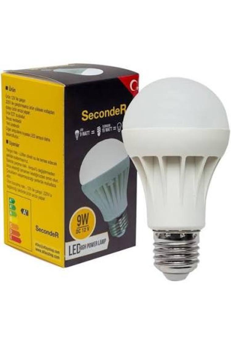 Seconder E27 9 Watt - 12 Volt Beyaz LED Solar Ampul