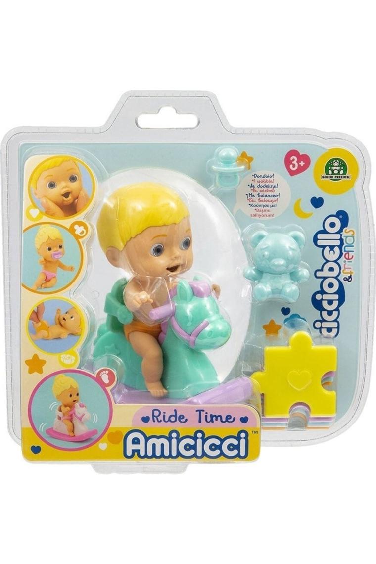 Cicciobello Amiccici Gezme Vakti CC010000 - Yeşil At - Sarı Saçlı Erkek Bebek