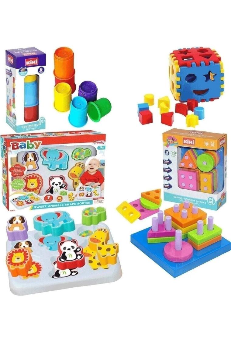 Burnis Toy Oyuncak Bultak Eğitici Geometri Şekiller Dizayn Kule Sevimli Hayvanlar Zeka Geliştirici