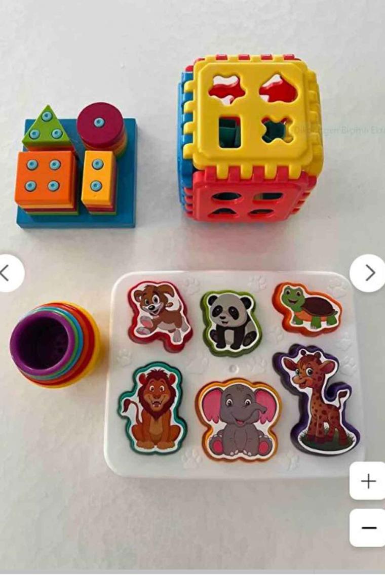 Burnis Toy Oyuncak Bultak Eğitici Geometri Şekiller Dizayn Kule Sevimli Hayvanlar Zeka Geliştirici