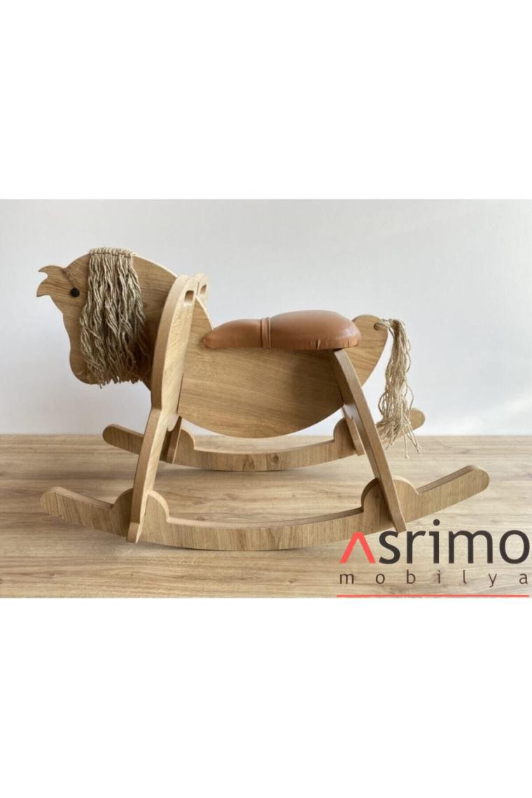 Asrimo Ahşap Sallanan At - Deri Oturak