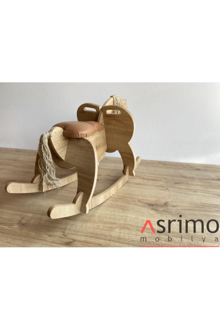 Asrimo Ahşap Sallanan At - Deri Oturak