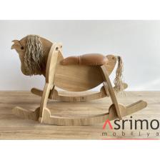 Asrimo Ahşap Sallanan At - Deri Oturak