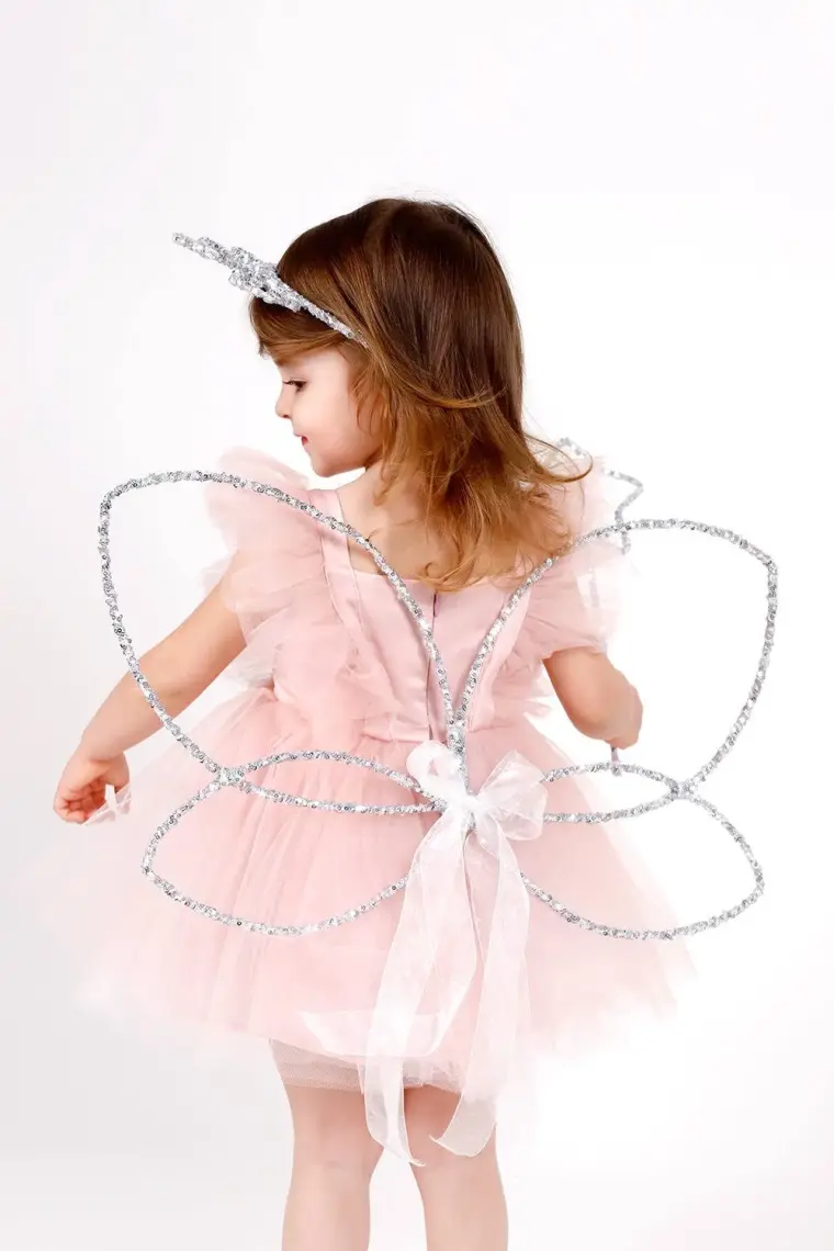 Le Mabelle Gümüş Simli Kelebek Kanat Asa Taç 3'lü Set