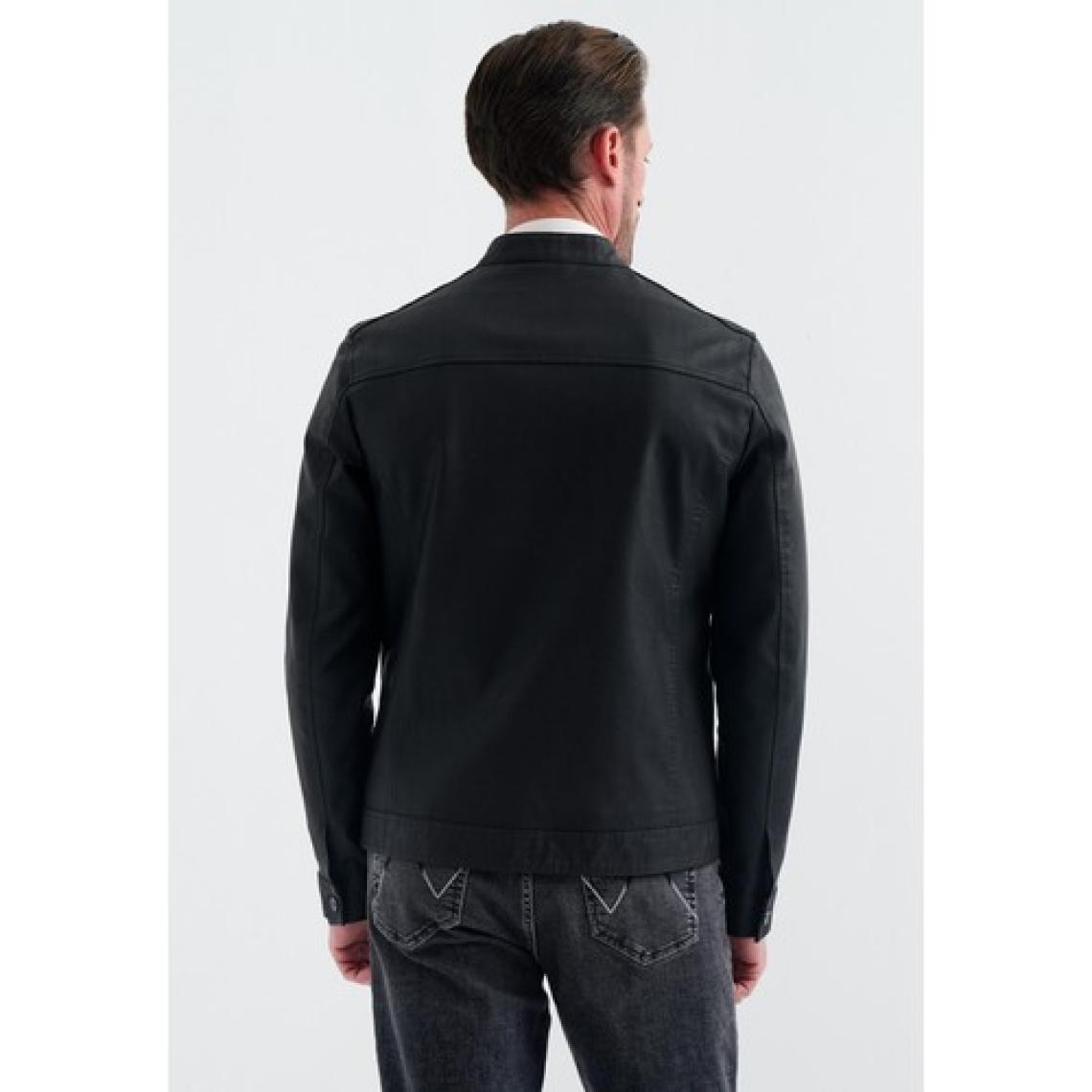 Pierre Cardin CEDRIC BIKER TARZI DERİ DOKUMA , REGULAR FİT, ERKEK SUNİ DERİ MONT