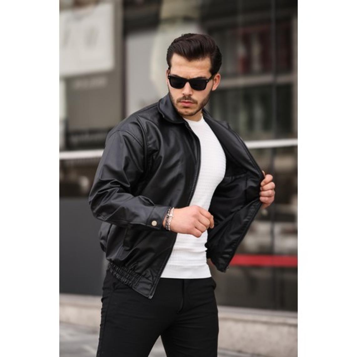 Mero Life Streetwear Siyah Oversize Rahat Kesim Deri Ceket