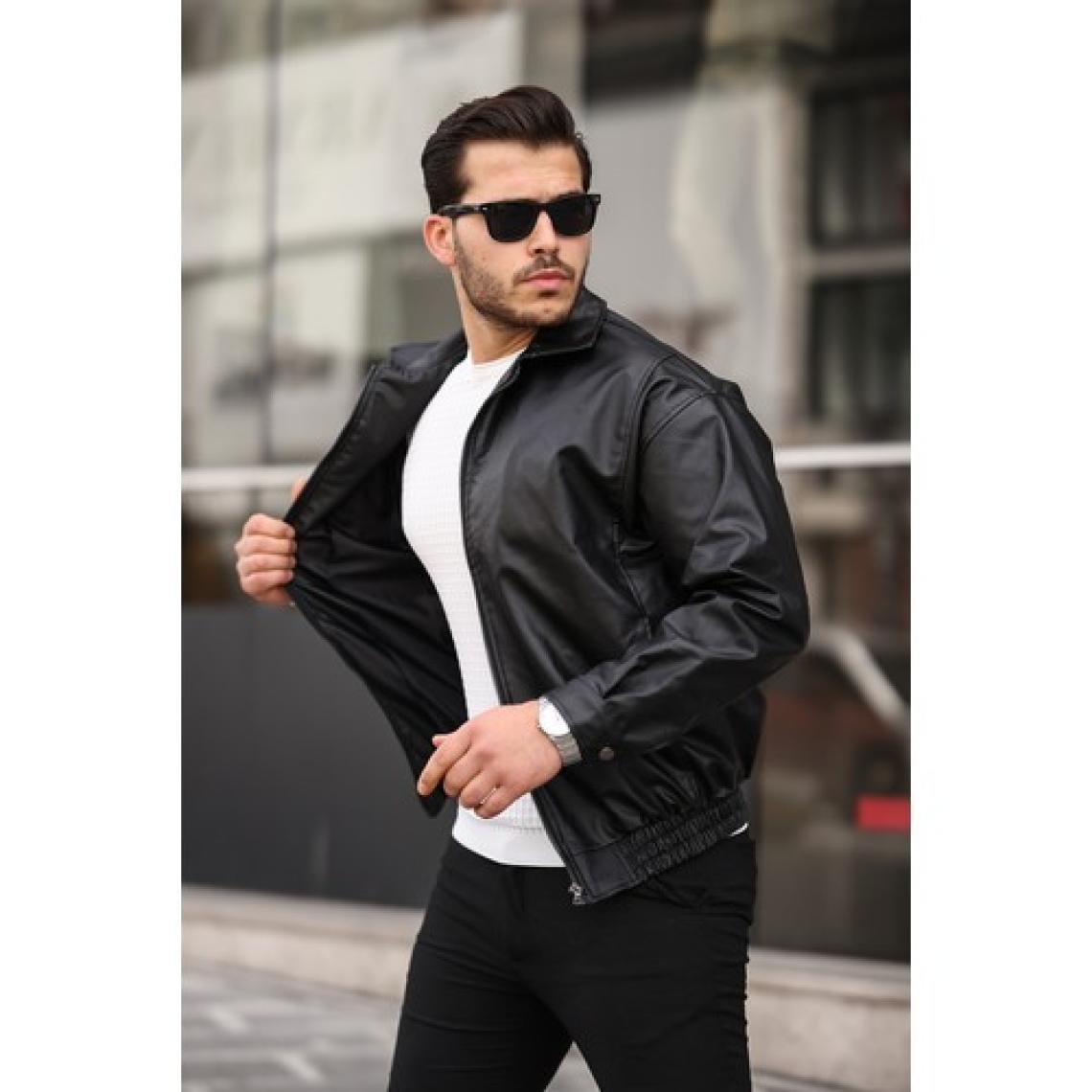 Mero Life Streetwear Siyah Oversize Rahat Kesim Deri Ceket