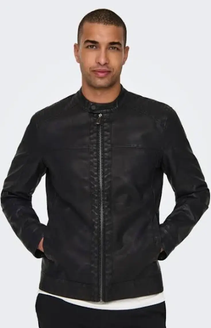 Only & Sons Erkek Deri Ceket Siyah