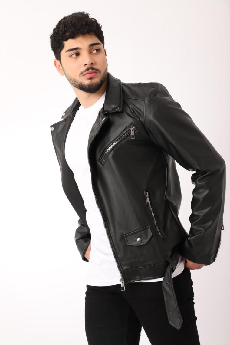 Stil Kombin Kuzey Beli Kemerli Suni Deri Ceket Bl 1261