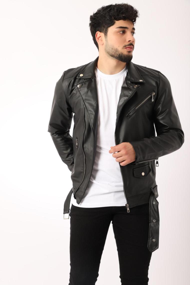 Stil Kombin Kuzey Beli Kemerli Suni Deri Ceket Bl 1261