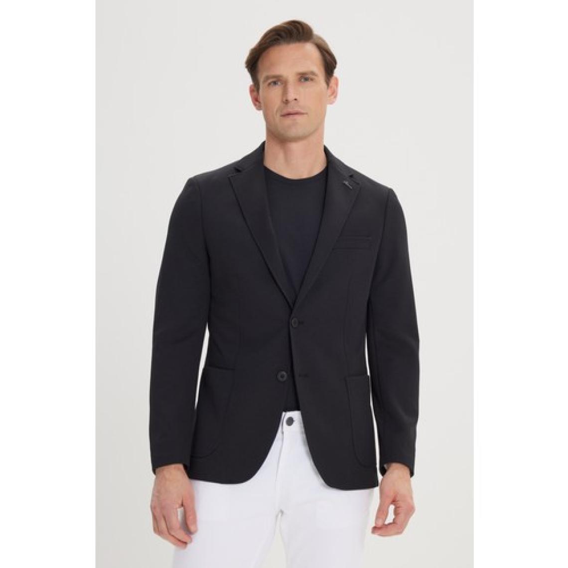 ALTINYILDIZ CLASSICS Erkek Siyah Slim Fit Dar Kesim Mono Yaka Casual Blazer Ceket