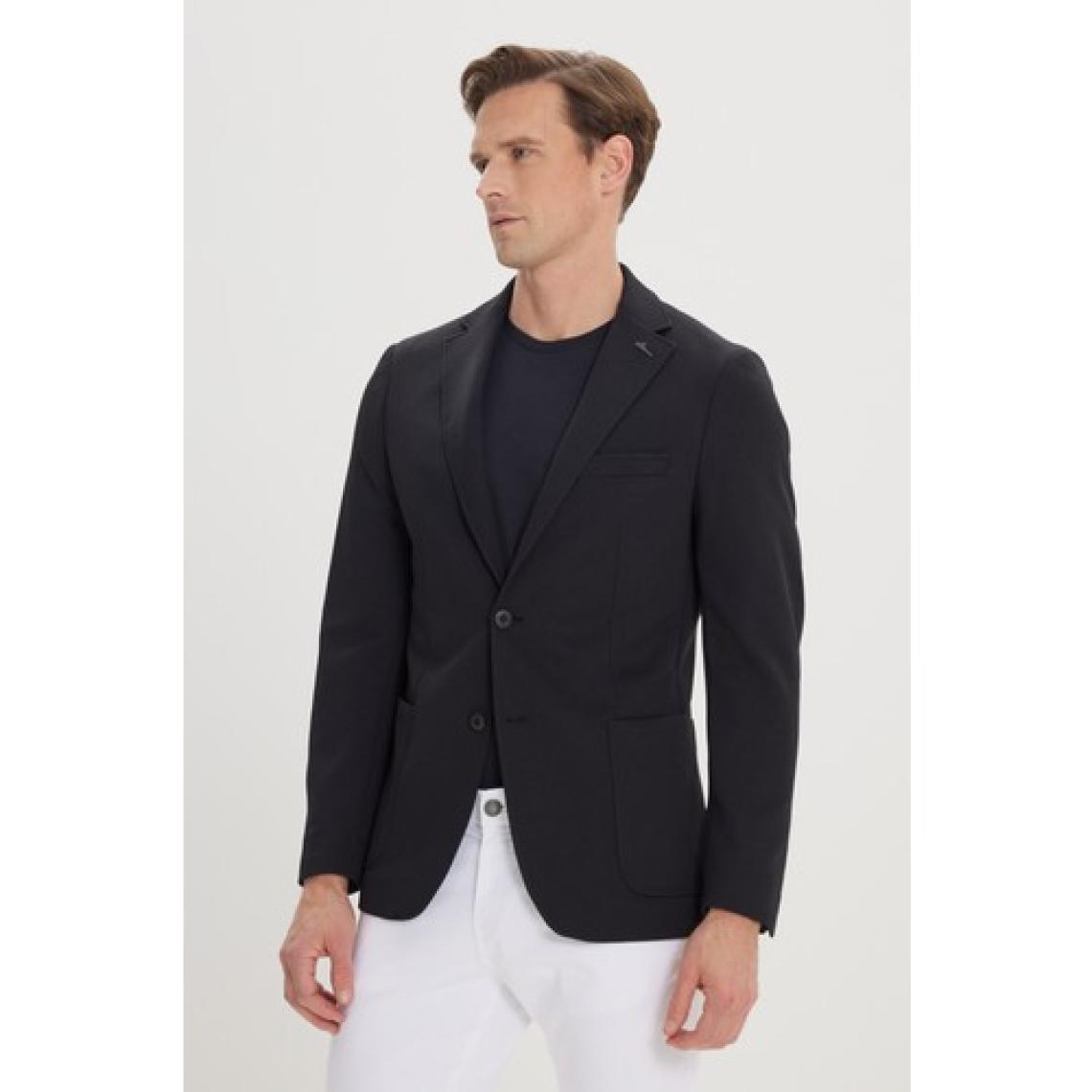 ALTINYILDIZ CLASSICS Erkek Siyah Slim Fit Dar Kesim Mono Yaka Casual Blazer Ceket